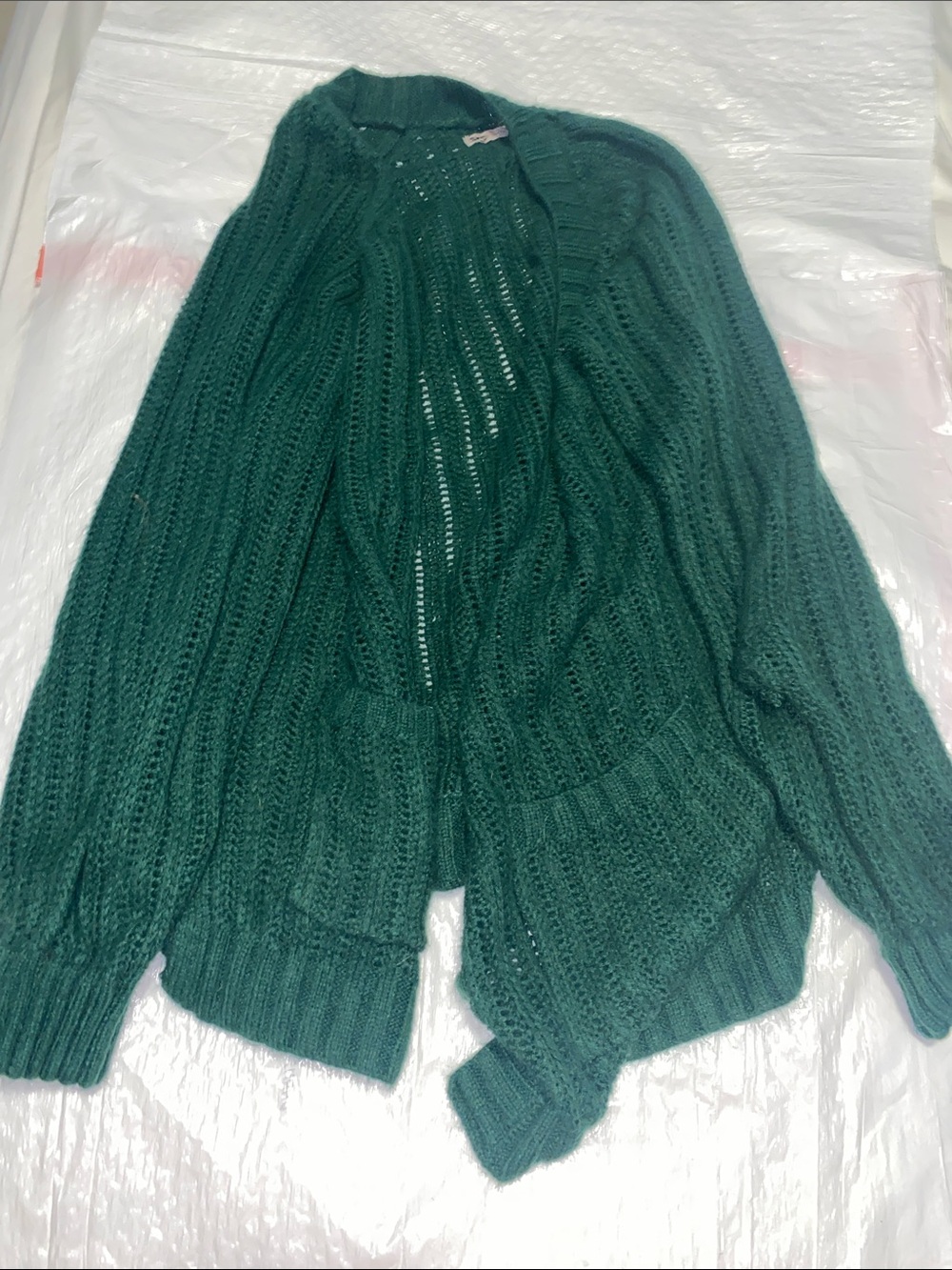 SO Dark Green Open-Front Knit Cardigan